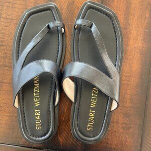 Stuart Weitzman Womens Black Leather Sandals